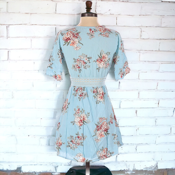 Adam Levine Blue Floral Dress with Crochet Detailing - Picture 2 of 3